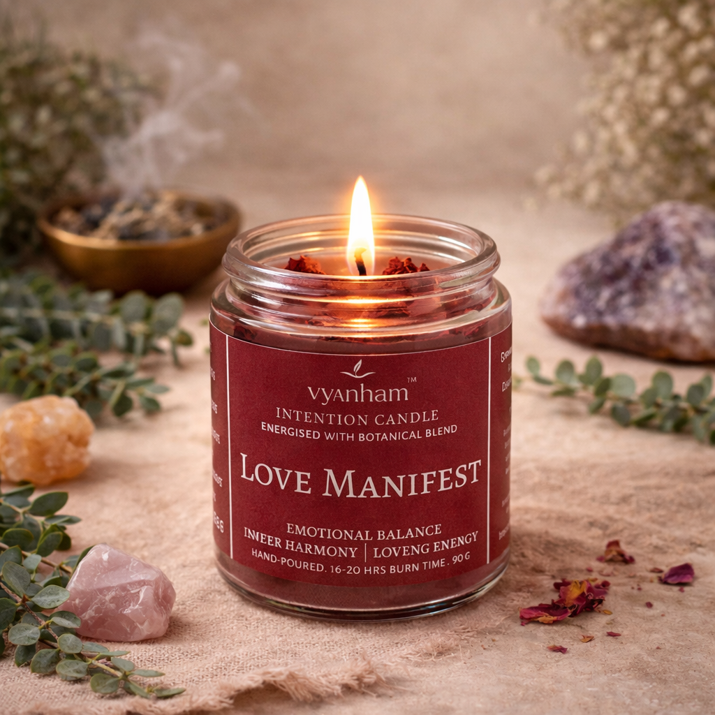 Love Manifest intention candle by Vyanham